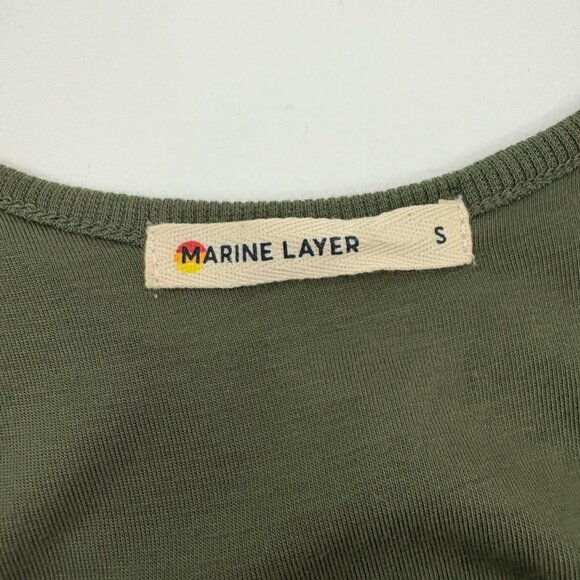 Marine Layer Lexi Rib Fit & Flare Midi Dress Size S Sleeveless Tank Stitch Olive - Picture 5 of 7
